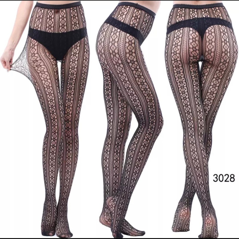 Black Fishnet Stockings Garter Pantyhose Lingerie